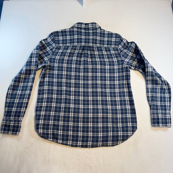 J. Crew Flannel Button Shirt Woman M Blue White Check Secure Pocket Snuggle Cozy - Picture 3 of 10